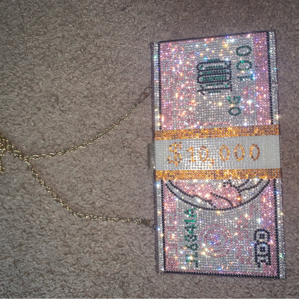 Bling money bag clutch